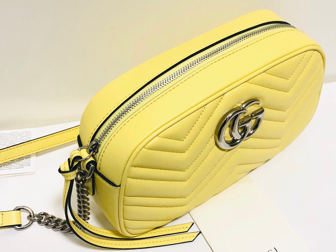 Gucci GG Marmont Small Matelasse Shoulder Bag 447632 Yellow